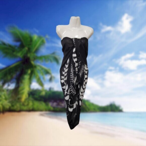 Womens Sarong Cotton Wrap Handpainted Batik Wrapskirt Beach Pareo Beachwear -NEW - Picture 4 of 8